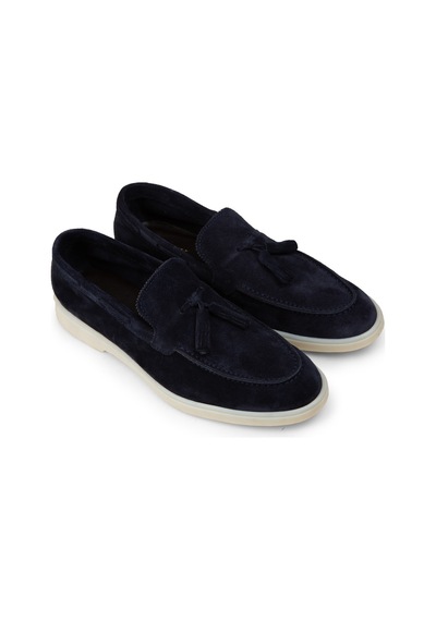 Deery Erkek Hakiki Süet Lacivert Püsküllü Loafer - 02027mlcvc01 Lacivert
