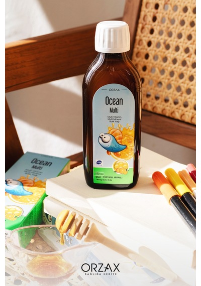 Multi Multivitamin Multimineral + Omega3 Balık Yağlı, Ballı Portakal Aromalı Şurup 150 Ml