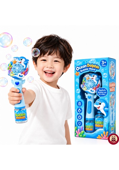 Oyuncak Işıklı Tam Otomatik Köpük Makinesi 26 Cm 4 Pilli Baloncuk Oyuncağı Köpük Sıvılı 3 Renk Mavi