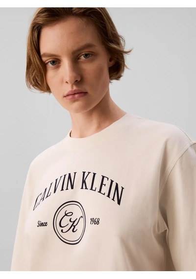 Calvin Klein Ss Relaxed Varsıty C, Yas Bej Kadın T-shirt