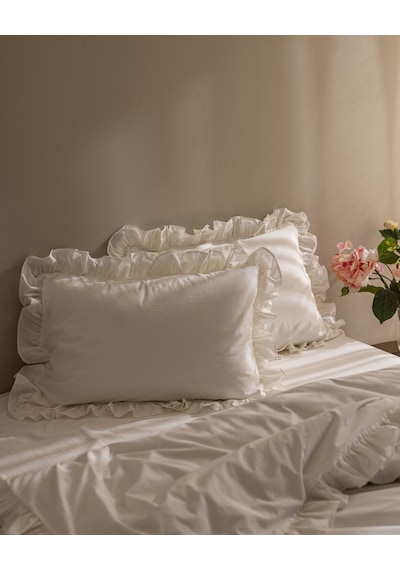 Madame Coco Obernai Tek Kişilik %100 Pamuk Fırfırlı Düz Yıkamalı Nevresim Takımı - Beyaz 8684427198278 Beyaz
