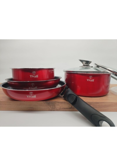 Tivoli Metallic Line Red Collection 9 Parça Tencere Takımı
