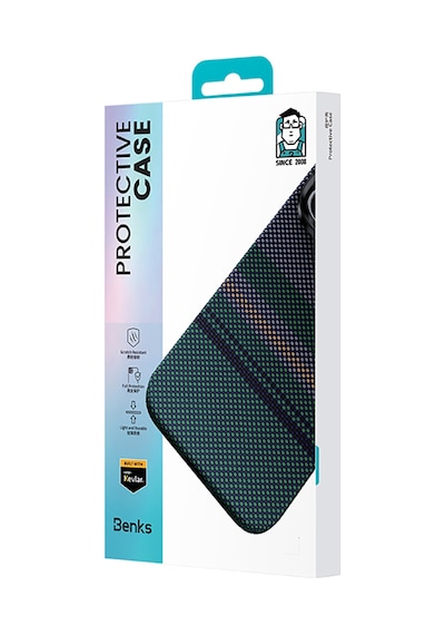 Galaxy Uyumlu S25 Ultra Kılıf Magsafe Özellikli Karbon Fiber Tasarımlı Benks Aurora Armorair Kevlar Yeşil