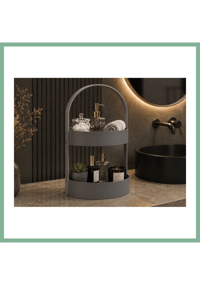 Bşkvirgo 3d Baskı İki Katlı Banyo Düzenleyici - Taşınabilir Organizer Ve Saklama Standı-gri Bsk2026