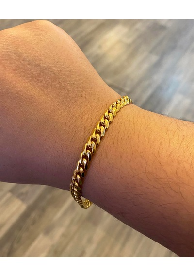 Celikchi Unisex 6 Mm Zincir Gold Renk Çelik Bileklik Gold