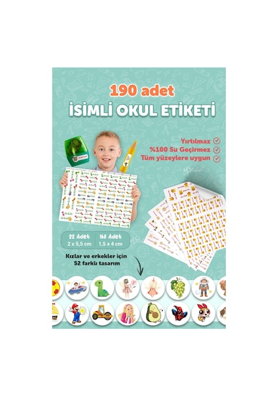 Okul Etiketi Kalem Defter İsimli Etiket Isim Yazılabilen Rapunzel - 190 Adet Özel Yeni Tasarım Beyaz