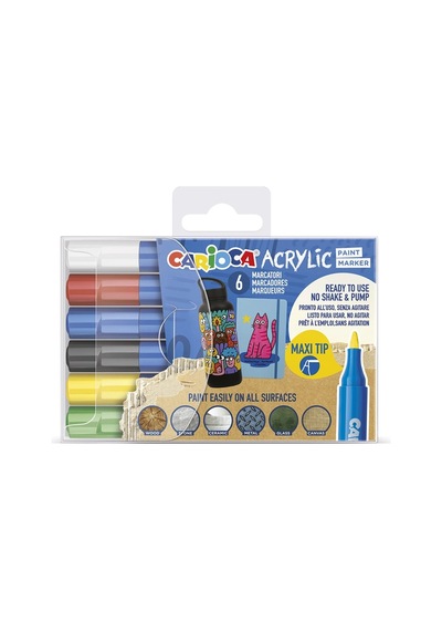 Carioca Akrilik Paint Marker Su Bazlı Maxi 6'lı Çoklu