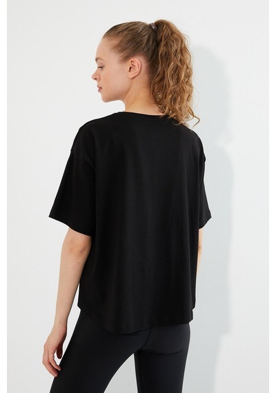 Kadın Baskılı Oversize T-shirt Siyah
