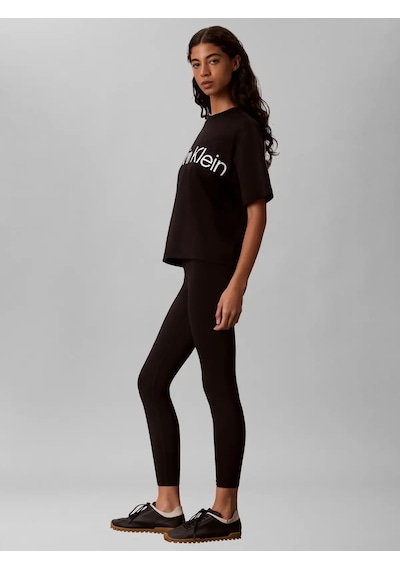 Calvin Klein A-ss Boxy Logo Graph, Ub1 Siyah Kadın T-shirt