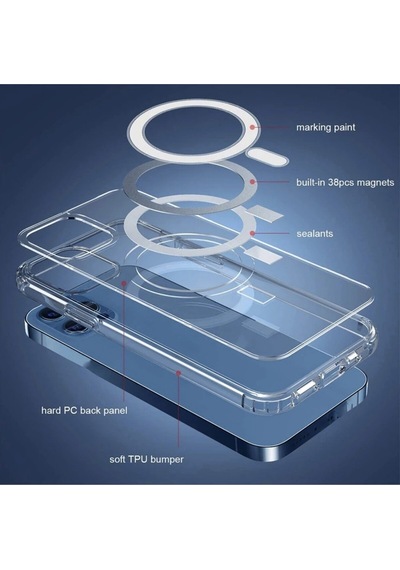 Teknomoda Apple Uyumlu iPhone 17 Air Kılıf Magsafe Wireless Kablosuz Şarj Manyetik Şeffaf Silikon Kapak Şeffaf