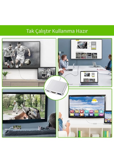 3in1 Type-c Usb Hdmı Çevirici Adaptör Hub.