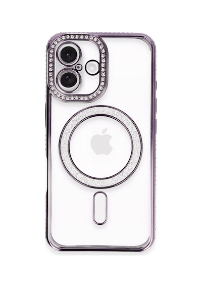 Apple iPhone Uyumlu  Uyumlu 16 Kılıf Joke Simli Magneticsafe Kılıf - Derin Mor