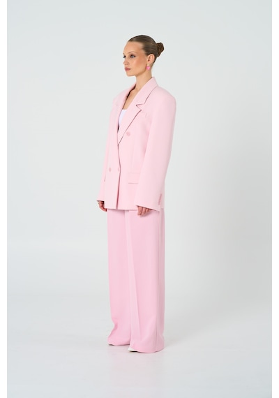 Thalure Kadın Pembe Oversize Kruvaze Blazer
