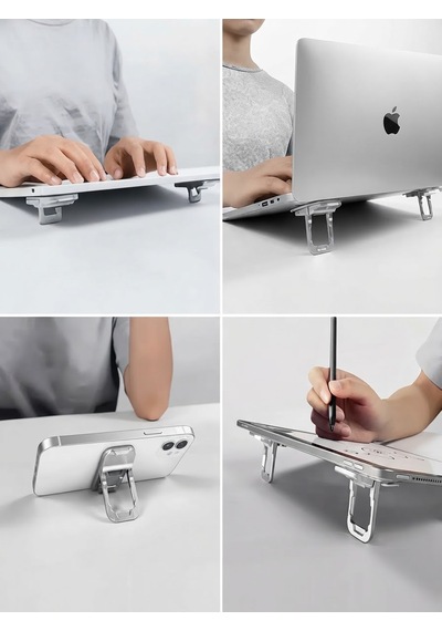 Katlanır Yükseltici Mini Laptop Ayakları 2 Adet Taşınabilir Mini Alüminyum Laptop Standı & Soğutucu Destek