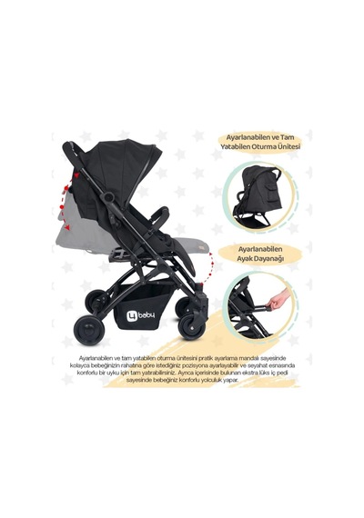 Mimma Baby Black Drone Sky Travel Kabin Sistem Bebek Arabası