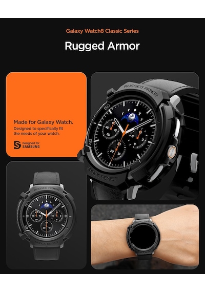 Galaxy Watch 8 Classic 46mm İle Uyumlu Kılıf Rugged Armor Matte Black - Acs10012 Yok