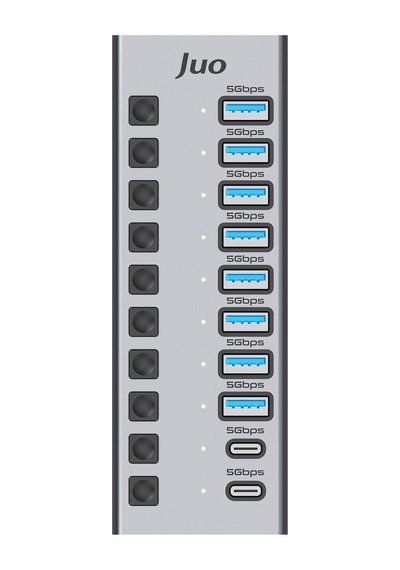 Juo Usb-a 10 Portlu Anahtarlı 8 Usb-a 2 Type-c 5gbps Usb 3.1 Çoklayıcı Dönüştürücü Hub