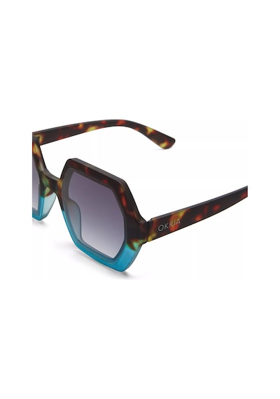 Okkia Emma Big Hexagonal Havana Mavisi Unisex Güneş Gözlüğü