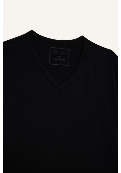 Defacto Slim Fit Dar Kesim V Yaka Üst L4884az25aubk27 Siyah