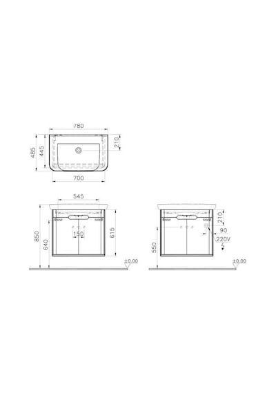 VitrA Sento Lavabo Dolabı 80 Cm Kapaklı Mat Beyaz 60785 Beyaz VitrA Sento Lavabo Dolabı 80 Cm Kapaklı Mat Beyaz 60785 Beyaz