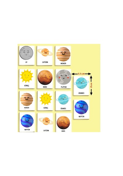 Zeka Kartları Eşleştirme Oyunu Gezegenler Ahşap Eğitici Puzzle Oyun