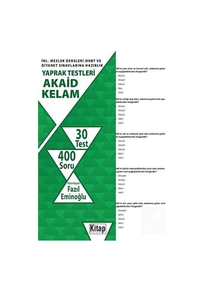 Akaid Kelam-İHL.Meslek Dersleri DHBT ve Diyanet Sınavlarına Hazırlık Yaprak Testleri- Kitap Dünyası