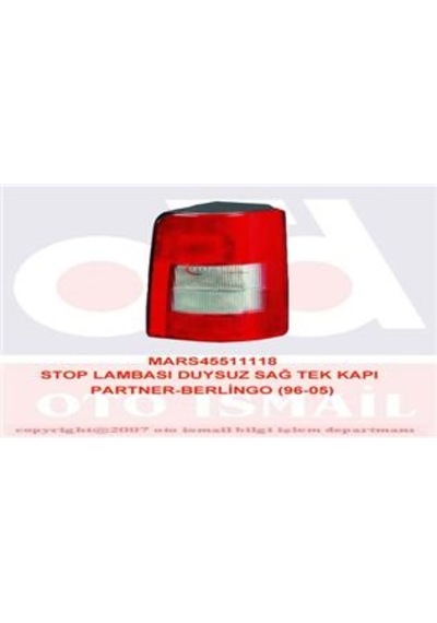 Mars 511118 Stop Lambası Duysuz Sağ Tek Kapı Partner- berlıngo 96- 05 6351.j1