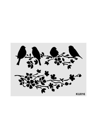 Kk Swords Stencil Tasarım Ku016 Kuşlar - Dekoratif Duvar, Eşya, Fayans,kumaş Boyama Şablonları 21x30cm Ku01600000002