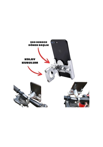 Bisiklet Motorsiklet Scooter Atv Otomatik Tuşlu Motosiklet Gidon Bağlantılı Telefon Tutucu Tutacağı