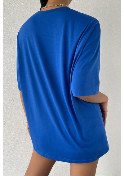 Uyguntarz Unisex Tasmania Baskılı T-shirt Mavi