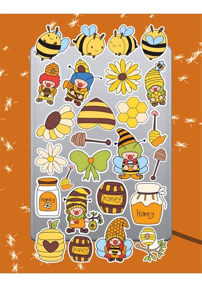 Sevimli Arılar Sticker Seti Laptop Ajanda Notebook Tablet Telefon Defter Etiket Bullet Journal Diğer