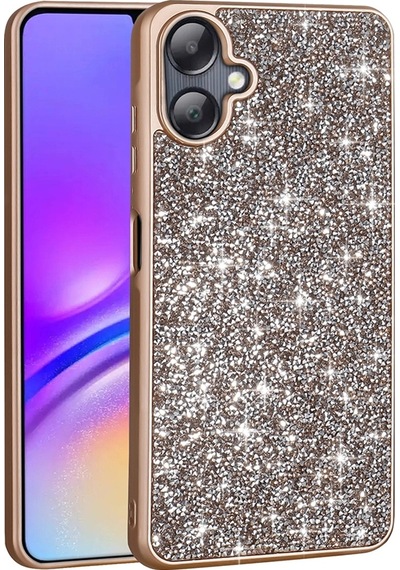 Samsung Uyumlu Galaxy A06 Kılıf Parlak Taşlı Tasarım Zore Pırlanta Kapak Gold