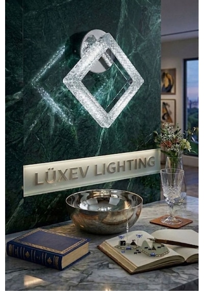 LumiaLighting Yakamoz Model Tekli Gümüş 3 Renk Modu Kristal Taşlı Salon Mutfak Yatak Çocuk Odası Aplik