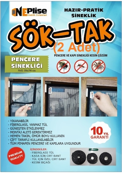 Pratik - Hazır Sineklik 80 X 150 Cm Pencere Sinekliği 2'li Paket