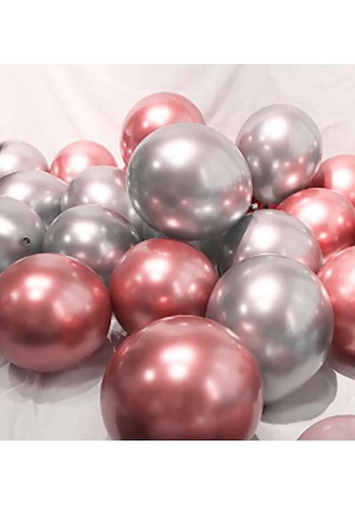 Krom Parlak Metalik Pembe-gümüş Renk 30 Adet Balon