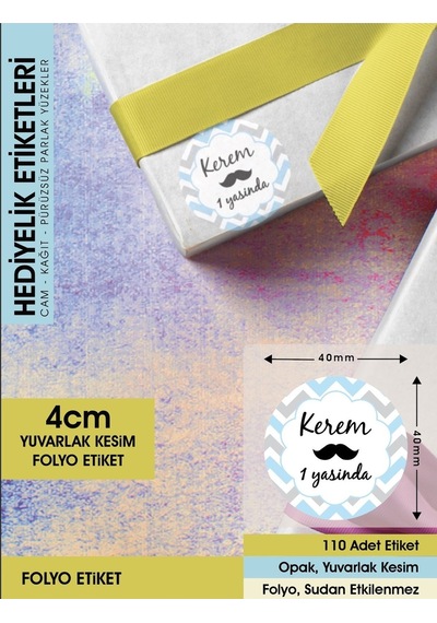 Erkek Bebek Doğum Günü Etiketi, 4 Cm - 110 Adet Folyo Sticker Renkli