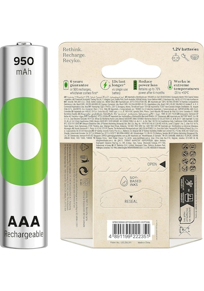 Gp Batteries Recyko 950mah Aaa İnce Kalem 6 Adet Ni-mh Şarjlı Pil 1.2 Volt