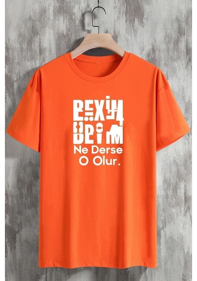 Uyguntarz Beyim Ne Derse O Olur Katlamalı Tshirt Turuncu-74935