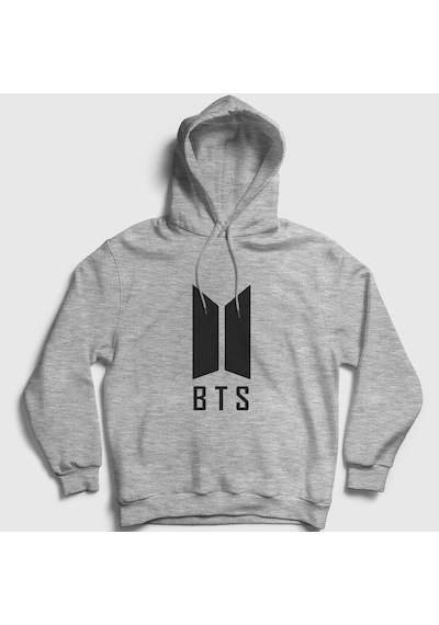 Presmono Unisex Doors Bts Kapüşonlu Sweatshirt Gri Melanj