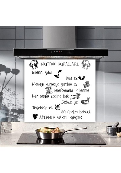 Decorıta Beyaz Mutfak Kuralları / Cam Ocak Arkası Koruyucu 52cm X 60cm
