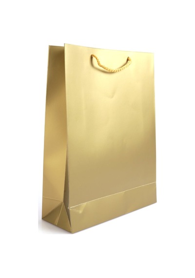 Karton Çanta Mat Altın Selefonlu 25x33x9 Cm (12'li) Karton Çanta Mat Altın  Selefo