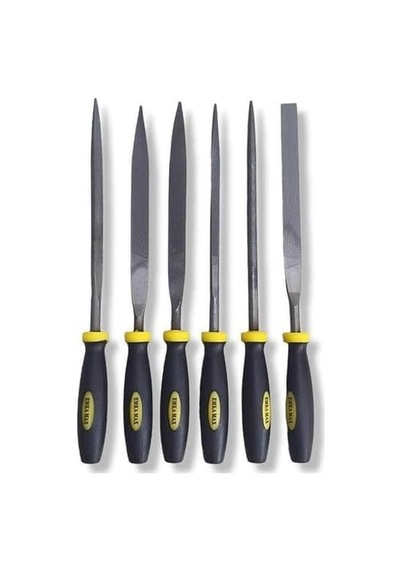Tr Mini Eğe Seti, 6 Parça, 5x180 Mm, Çelik, Kaymaz Saplı, Metal Ve Ahşap İşleme İçin