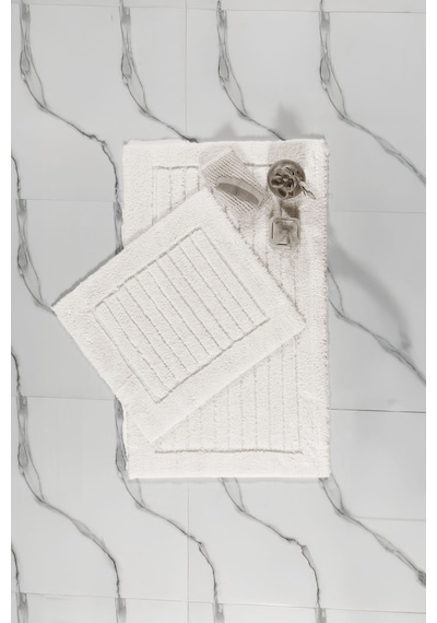 Elart Luin Banyo Halısı Paspas Takımı Pamuklu 2 Adet 60x100 Cm Krem Krem