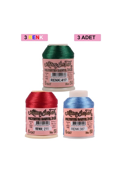 3 Adet Altınbaşak Oya Ve Dantel İpi 20 Gr - Royaleks - No: 211 -