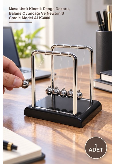 1 Adet Newton Beşiği Masa Üstü Kinetik Denge Dekoru, Balans Oyuncağı Ve Newton's Cradle Model Alk3800