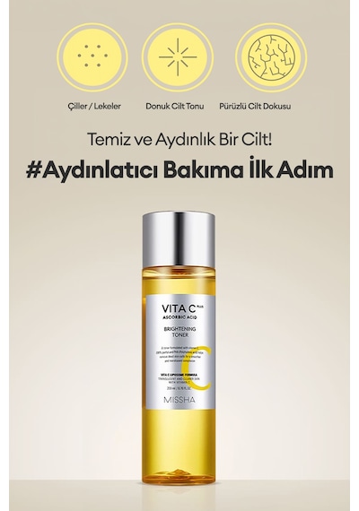 Missha Vita C Plus Brightening Toner Leke Karşıtı C Vitamini İçerikli Aydınlatıcı Tonik 200 ML