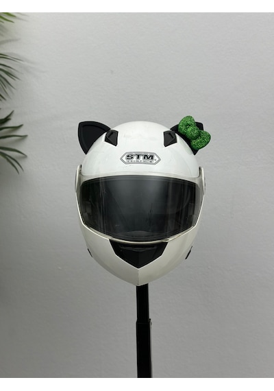 Motor & Motosiklet Yeşil Fiyonklu Siyah Kedi Kulak Kask Dış Aksesuarı Diğer