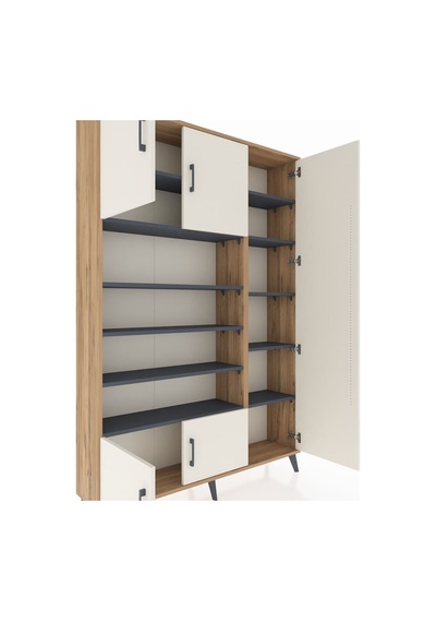Arges Dolap 11 Raflı 5 Kapaklı 132x30x195 Çam-aytaşı/antrasit Çam