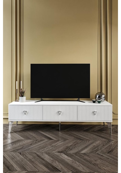 150 CM ZEUGMA MDF MEBRAN KAPAK BEYAZ GÜMÜŞ