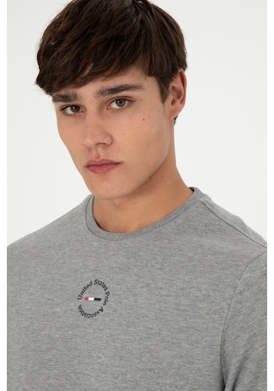 U.S. Polo Assn. Erkek Regular Fit Bisiklet Yaka Gri Melanj Sweatshirt 50293436-VR086
